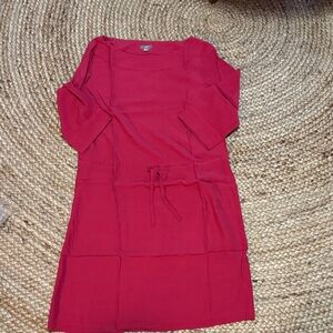J. Jill Raspberry Drawstring Waist Long Sleeve Dress